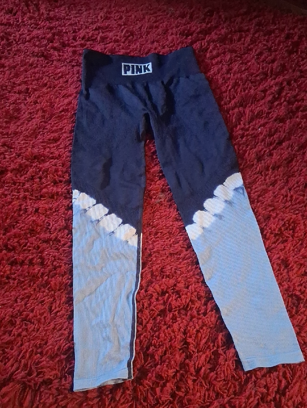 PINK Victoria's Secret Navy and Light Blue Colorblock Leggings